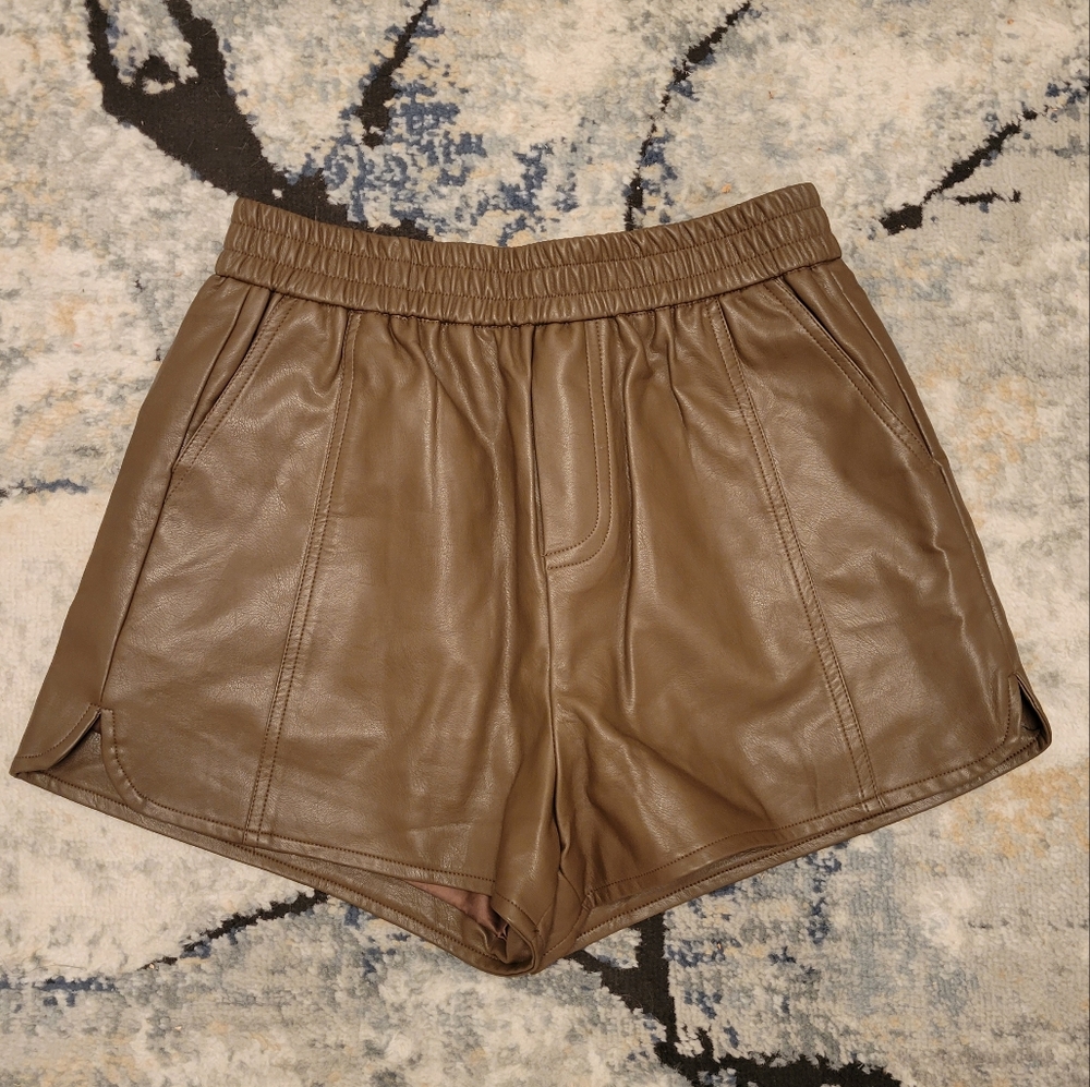 J.ING Brown Leather Shorts sz M